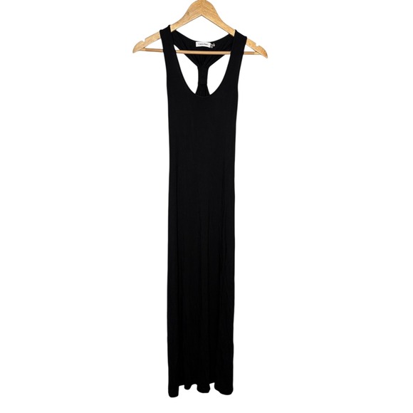 Calvin Klein Solid Black‎ Jersey Racerback Tank Maxi Dress Size 4 Knotted Twist - Picture 2 of 7